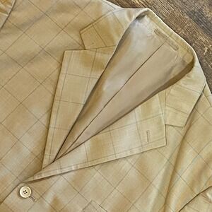 Giorgio Fiorelli Uomo 52L 52 Long Big & Tall Beige Plaid Italy Jacket Pants READ
